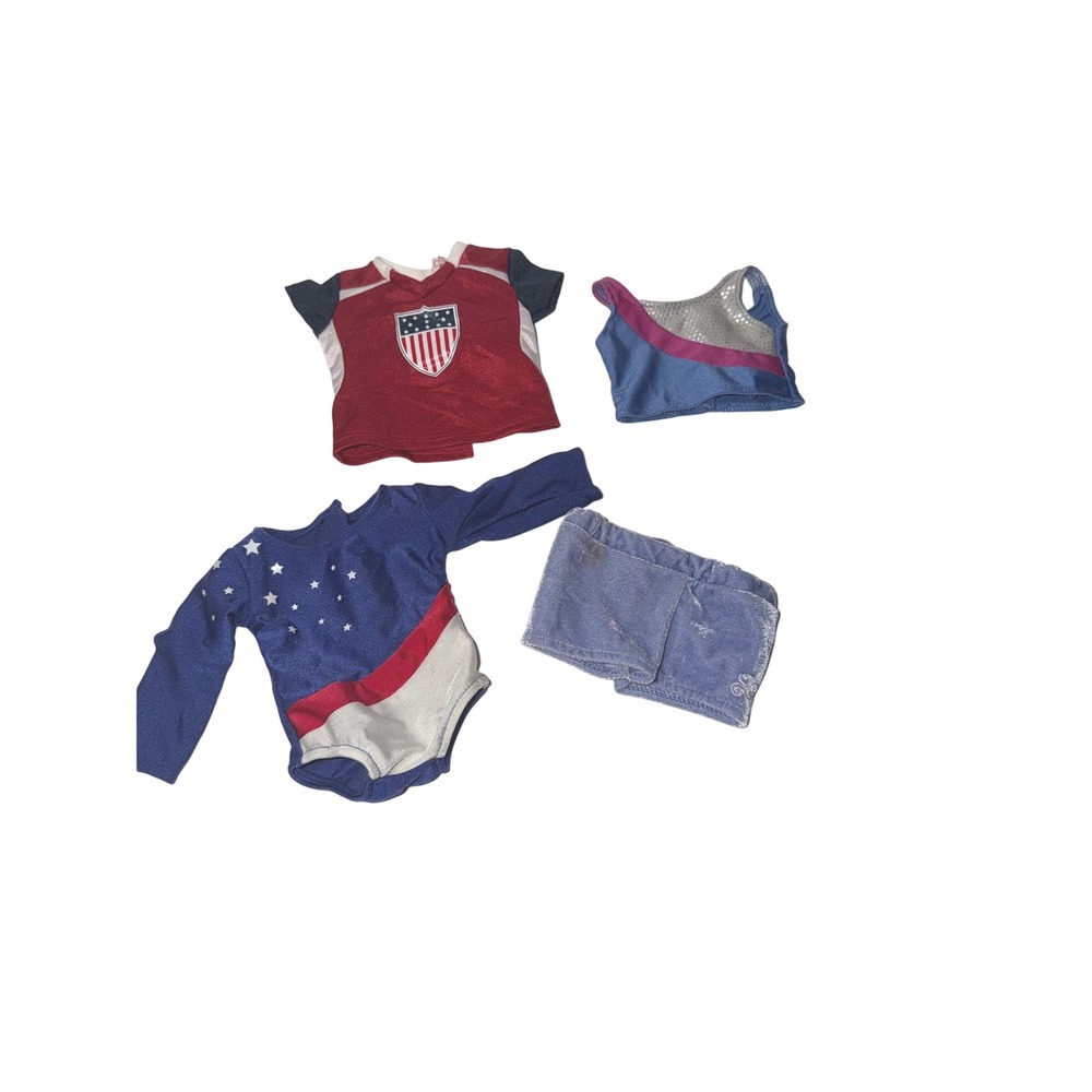 American Girl Doll Clothes Lot USA Gymnastics Leotard Jersey Shorts 18 Inch